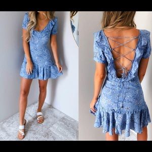 Blue open back dress